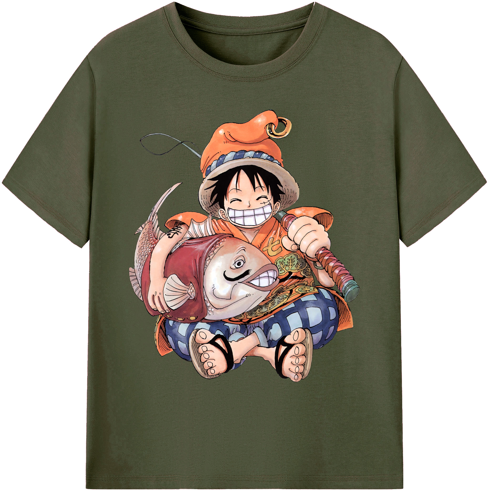 ワンピース モンキー・D・ルフィ ONE PIECE Monkey D. Luffy 綿100％ メンズ半袖Tシャツ｜肌触りやわらか＆通気性